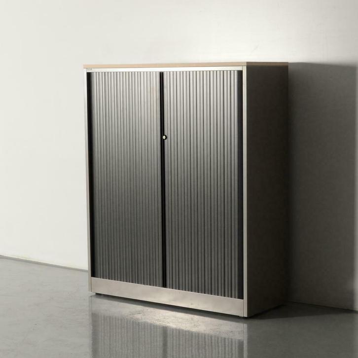 Ahrend roldeurkast, donker aluminium, 144 x 120 cm, incl...., Maison & Meubles, Armoires | Armoires à porte coulissante & Armoires à archives