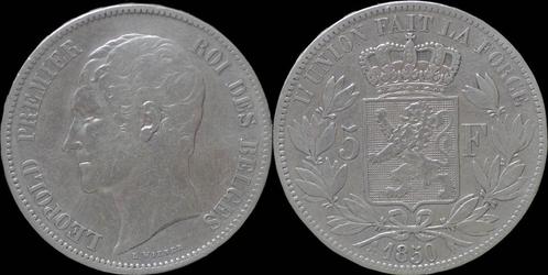Belgium Leopold I 5 frank 1850 zilver, Postzegels en Munten, Munten | Europa | Niet-Euromunten, België, Verzenden