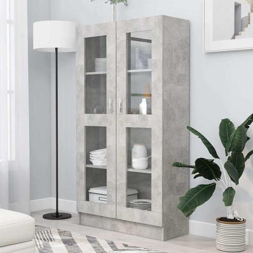 vidaXL Vitrinekast 82,5x30,5x150 cm bewerkt hout betongrijs, Huis en Inrichting, Kasten | Boekenkasten, Nieuw, Verzenden