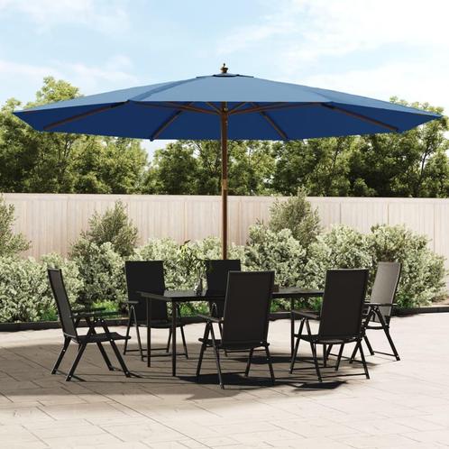 vidaXL Parasol met houten paal 400x273 cm azuurblauw, Tuin en Terras, Parasols, Nieuw, Verzenden