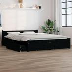 vidaXL Cadre de lit avec tiroirs Noir 135x190 cm Double, Neuf, Verzenden