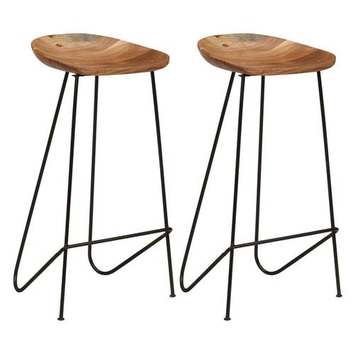 vidaXL Tabourets de bar lot de 2 bois dacacia massif, Maison & Meubles, Tabourets de bar, Neuf, Envoi