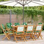 vidaXL Tuinstoelen 8 st inklapbaar stof en massief hout, Tuin en Terras, Tuinstoelen, Verzenden, Nieuw