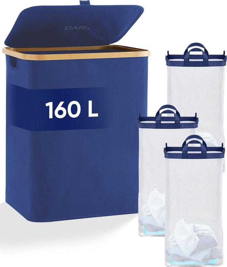 DARI. Wasmand 3 vakken - Wassorteerder - 160L - met 3, Electroménager, Lave-linge, Envoi
