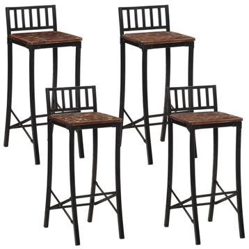 vidaXL Barstoelen 4 st massief gerecycled hout, Verzenden