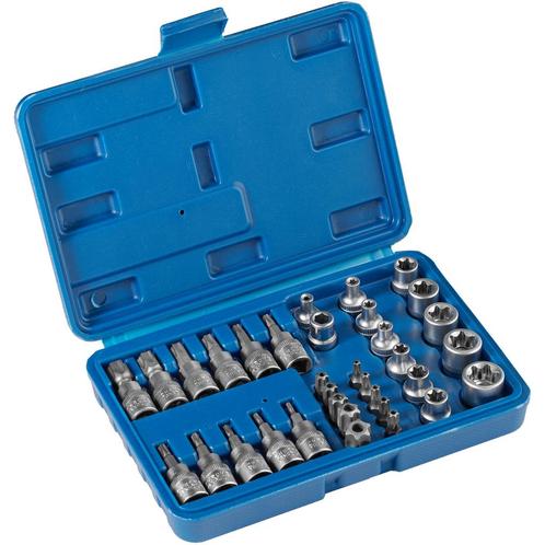 tectake Dopsleutelset 34-delig - blauw, Doe-het-zelf en Bouw, Gereedschap | Handgereedschap, Verzenden