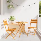 vidaXL 3-delige Vouw Bistro Set in Mosterdgeel Staal, Tuin en Terras, Verzenden, Nieuw