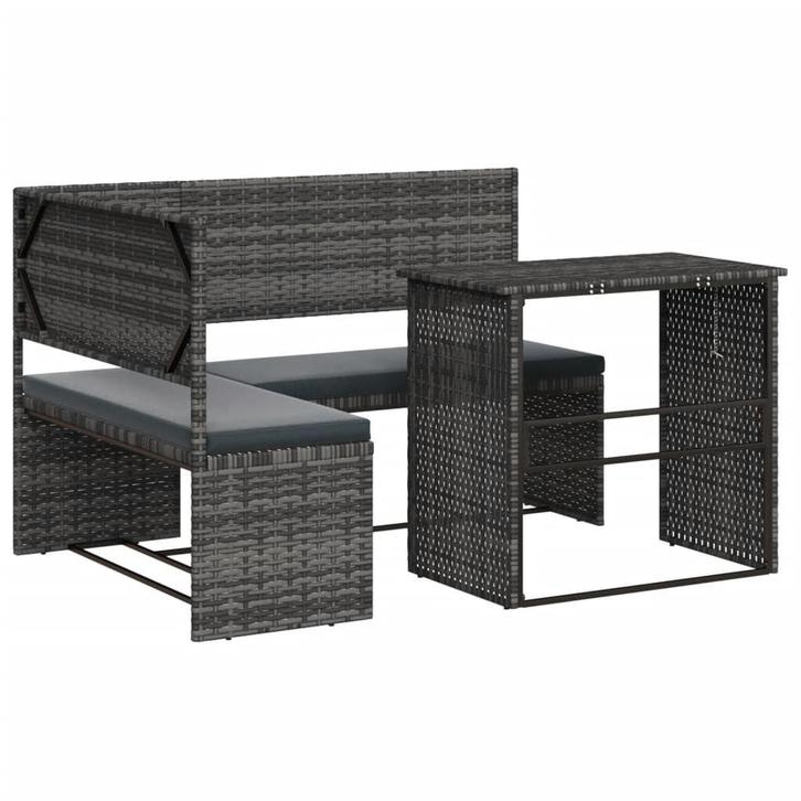 L-Vorm Tuinbank - Grijs | OP = OP | 51% Korting, Tuin en Terras, Tuinbanken, Nieuw, Rotan, Verzenden