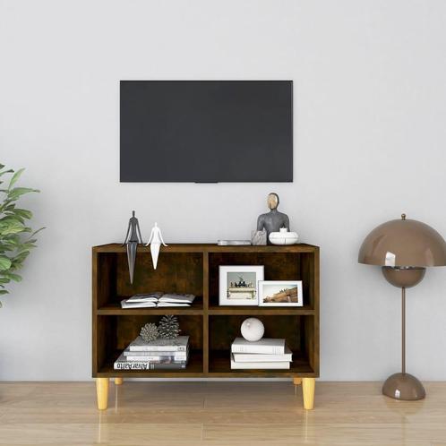 vidaXL Tv-meubel met houten poten 69,5x30x50 cm gerookt, Huis en Inrichting, Kasten |Televisiemeubels, Nieuw, Verzenden