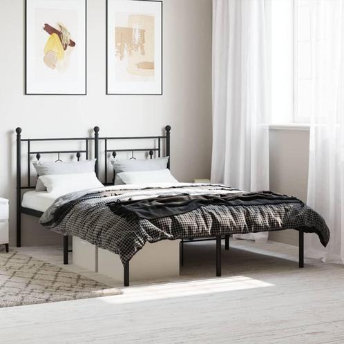 vidaXL Bedframe met hoofdbord metaal zwart 140x200 cm, Huis en Inrichting, Slaapkamer | Bedden, Nieuw, Verzenden