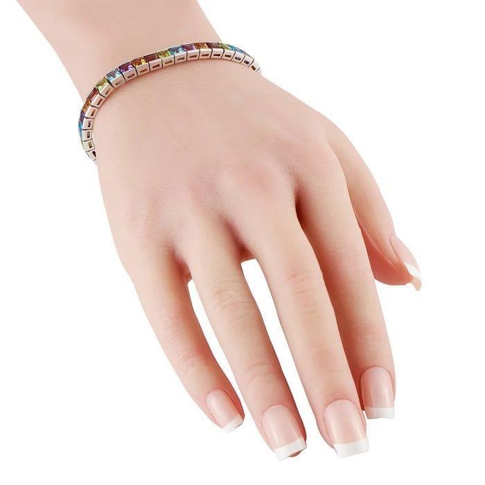 Armband - 18 karaat 18K witgoud multicolore edelstenen, Handtassen en Accessoires, Armbanden