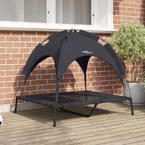 vidaXL Verhoogd Hondenbed met Verwijderbaar Dak Zwart L, Dieren en Toebehoren, Honden-accessoires, Nieuw, Verzenden