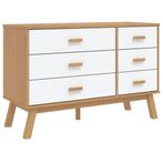 OLDEN Ladekast Wit/Bruin | Retour Deal | Massief Hout, Huis en Inrichting, 100 tot 150 cm, 5 laden of meer, Verzenden, Nieuw