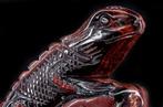 Yeux de tigre rouges rares de haute qualité lézard appuyé