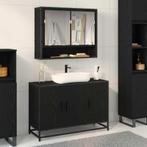 vidaXL Wastafel kabinet voor de badkamer Zwart eiken 90 x 33, Verzenden, Nieuw