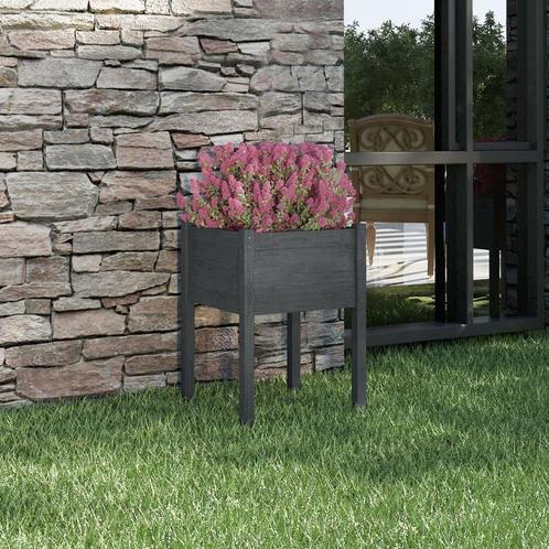 vidaXL Plantenbak 50x50x70 cm massief grenenhout grijs, Tuin en Terras, Bloempotten, Nieuw, Verzenden