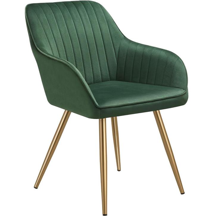 tectake Eetkamerstoel Marilyn, fluweeloptiek, doorgestikt -, Huis en Inrichting, Stoelen, Verzenden