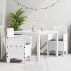 vidaXL Tuin Eettafel Set 3 pcs Wit Polt riet, Tuin en Terras, Verzenden, Nieuw