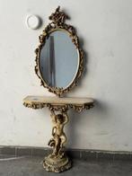 Wandtafel - Hout, Glas - Console met putto-beeld