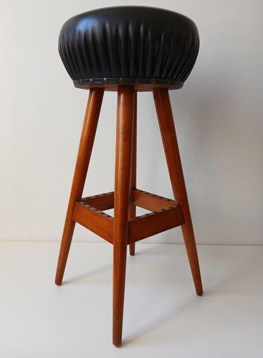 Kruk - Hout - Barkruk-Jaren 60-Vintage, Antiek en Kunst, Antiek | Wandborden en Tegels
