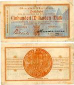 Duitsland Crailsheim 1923 Notgeld 100 Milliarden Mark blau, Postzegels en Munten, Verzenden