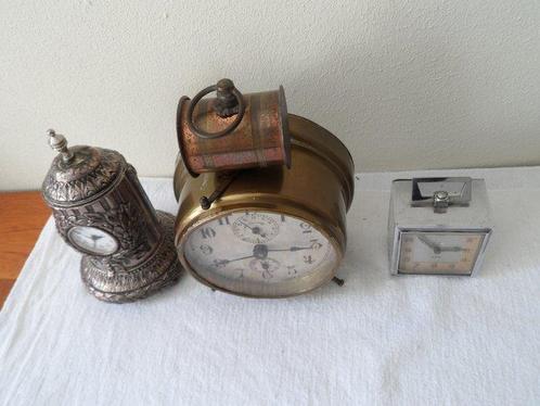 Wekkers (3) - Antiek Messing, nikkel, emaille, glas, -, Antiek en Kunst, Antiek | Klokken