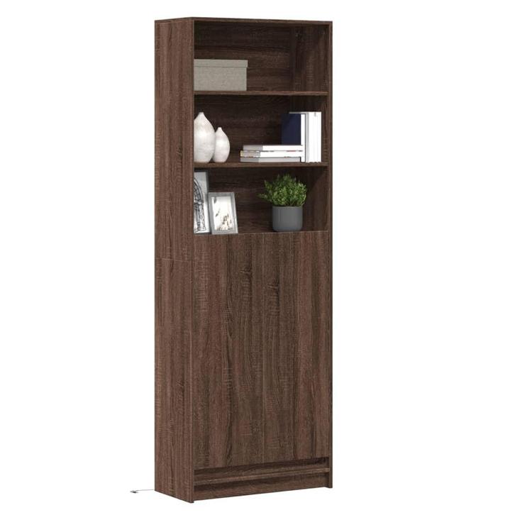 vidaXL Hoge kast met LED 69x32,5x200 cm bewerkt hout bruin, Huis en Inrichting, Kasten | Dressoirs, Nieuw, Verzenden