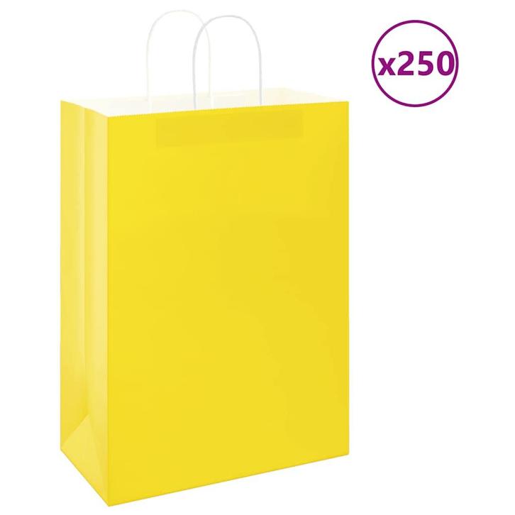 vidaXL Papieren zakken 250 st met hengsels 32x17x44 cm geel, Diversen, Cadeauverpakkingen, Nieuw, Verzenden