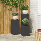 vidaXL Plantenstand 3 pcs Zwart Staal, Tuin en Terras, Verzenden, Nieuw