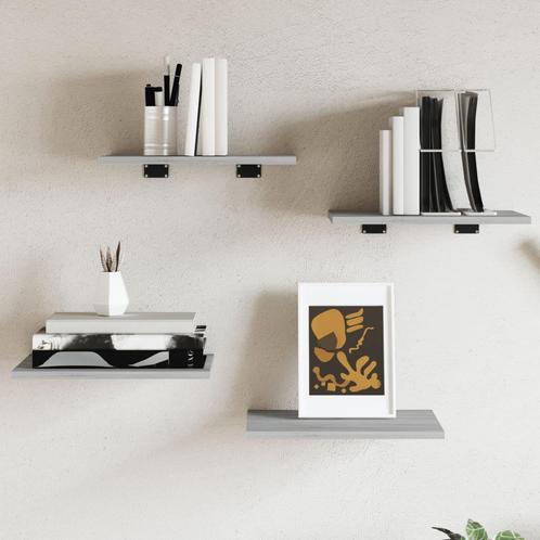 vidaXL Wandschappen 4 st 40x30x1,5 cm bewerkt hout grijs, Huis en Inrichting, Woonaccessoires | Wandplanken en Boekenplanken, Nieuw