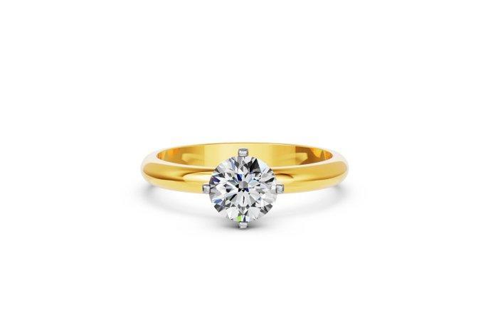 Zonder Minimumprijs - Ring - 14 karaat Geel goud - 1.05ct., Handtassen en Accessoires, Ringen