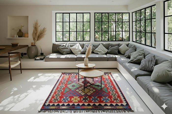 Kleurrijke kilim - Vloerkleed - 150 cm - 105 cm -, Huis en Inrichting, Stoffering | Tapijten en Vloerkleden
