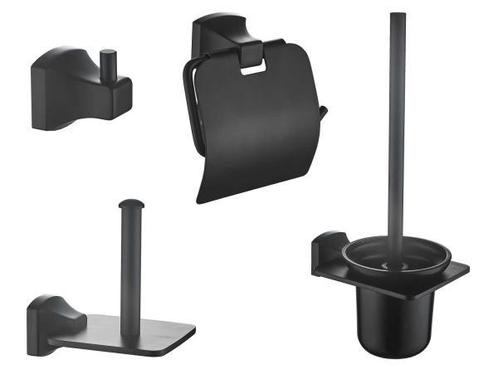 Veiling - Toilet accessoire set, mat zwart 4 delig, Doe-het-zelf en Bouw, Sanitair