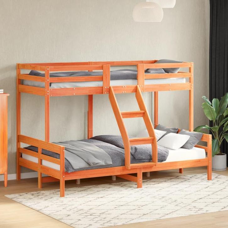 vidaXL Stapelbed massief grenenhout wasbruin 80x200/120x200, Huis en Inrichting, Slaapkamer | Bedden, Nieuw, Verzenden