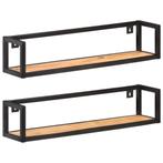 vidaXL Wandschappen 2 st 80 cm massief acaciahout, Huis en Inrichting, Kasten | Wandmeubels, Verzenden, Nieuw