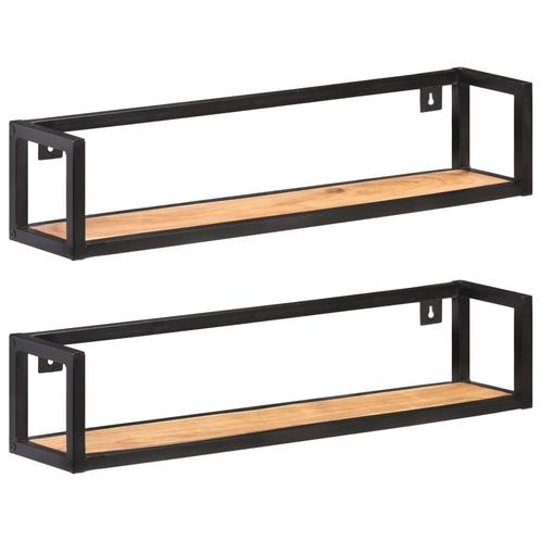 vidaXL Wandschappen 2 st 80 cm massief acaciahout, Huis en Inrichting, Kasten | Wandmeubels, Nieuw, Verzenden