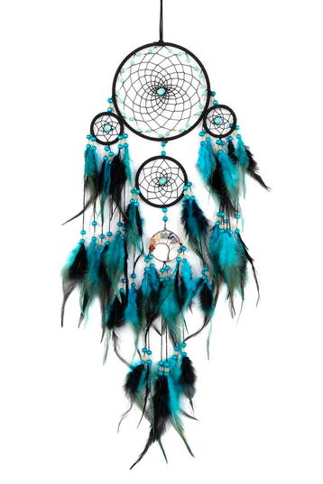 Dromenvanger Blauw Zwart Dreamcatcher Veren Macramé Bohemian beschikbaar voor biedingen