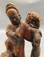 Oude Chinese standbeeld Zhong Kui, duiveljager, hout,