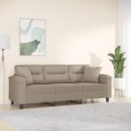 vidaXL Driezitsbank met kussens 180 cm microvezelstof taupe, Huis en Inrichting, Zetels | Zetels, Verzenden, Nieuw