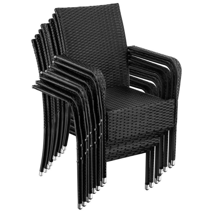 tectake Wicker tuinstoel Girona, stapelbaar, draagkracht 120, Tuin en Terras, Tuinsets en Loungesets, Verzenden