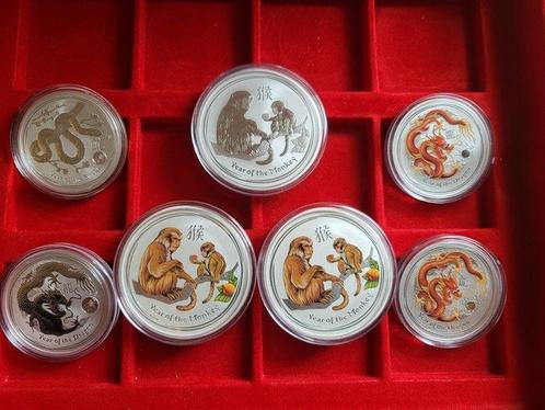 Australië. 1, 2 Dollars 2012/2016 Lunar II, Monkey, Dragon,, Timbres & Monnaies, Monnaies | Europe | Monnaies non-euro