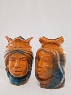 Vaas - Majolica - Twee vazen - Teste di Moro, Antiek en Kunst