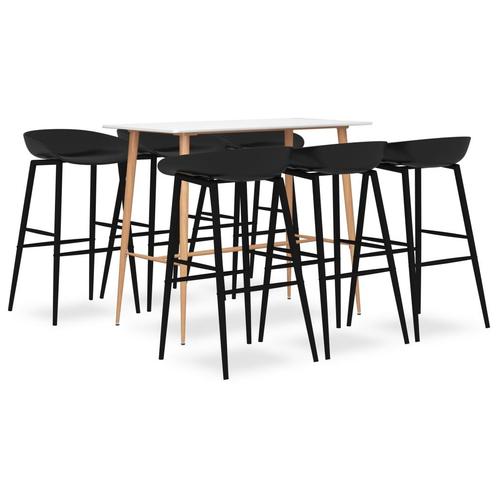 vidaXL 7-delige Barset wit en zwart, Huis en Inrichting, Complete eetkamers, Nieuw, Verzenden