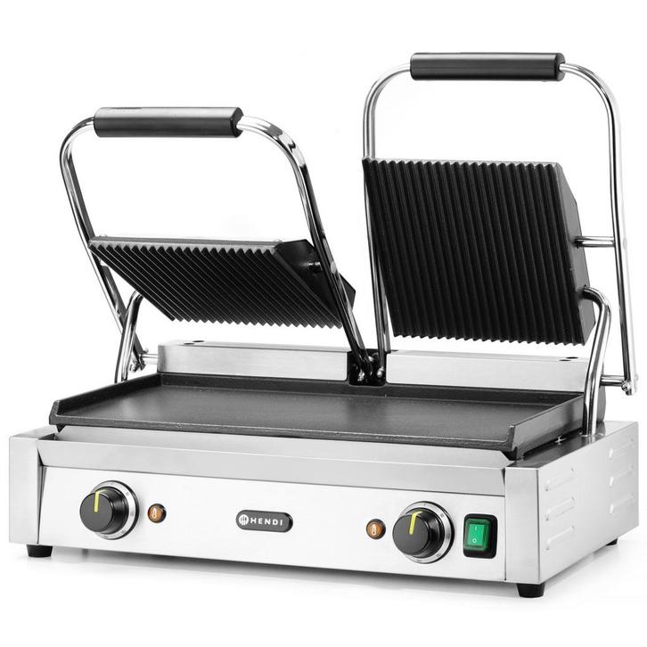 Contact-/Paninigrill | Dubbel | Glad/Gegroefd Oppervlak, Zakelijke goederen, Horeca | Keukenapparatuur, Nieuw in verpakking, Verzenden