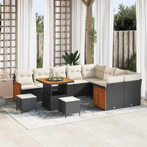 vidaXL Tuinbank Set 12 pcs Zwart, Crème 80 x 80 x 71 cm poly, Tuin en Terras, Tuinsets en Loungesets, Nieuw, Verzenden