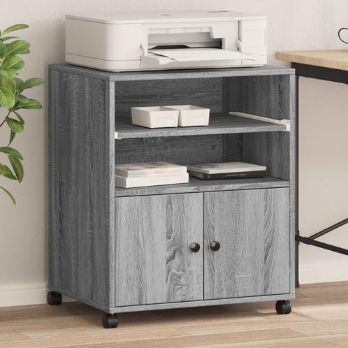 vidaXL Printerkastje met wielen 60x48x74 cm grijs sonoma, Computers en Software, Printers, Nieuw, Verzenden