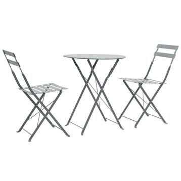 vidaXL 3-delige Bistroset staal grijs, Verzenden