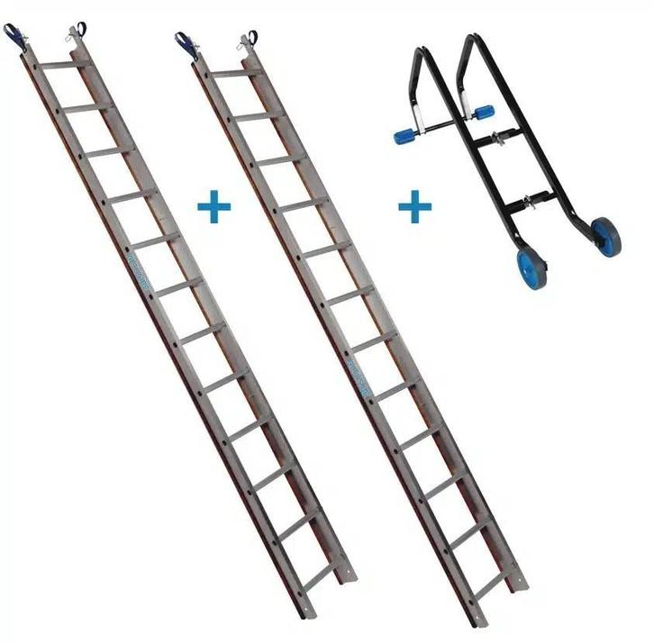 Solide dakladderset met nokhaak 6m, Doe-het-zelf en Bouw, Ladders en Trappen, Ladder, Nieuw, 4 meter of meer, Ophalen of Verzenden