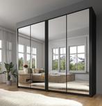 Kledingkast Malibu mat zwart 226 cm spiegel Garderobekast, Verzenden