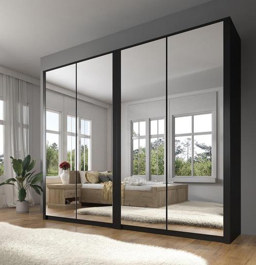 Kledingkast Malibu mat zwart 226 cm spiegel Garderobekast, Maison & Meubles, Armoires | Autre, Envoi